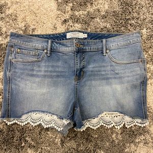 Torrid Scallop and Frayed Jean Shorts